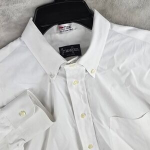 Gitman Bros Mens 17-37 Tall White Pinpoint Oxford Button Down Dress Shirt‎